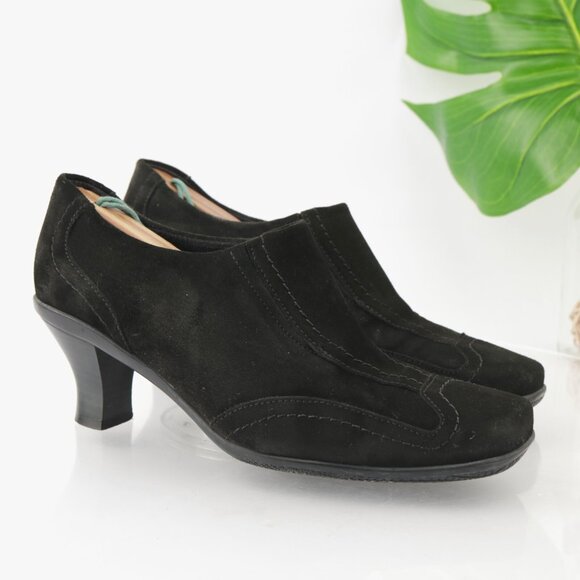 La Canadienne Womens Boot Size 9.5 Black Suede Waterproof Block Heel Pump Bootie - Picture 1 of 12
